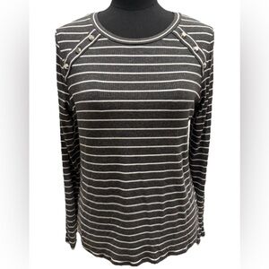 Michael Kors Black and White Striped Long Sleeve Tee